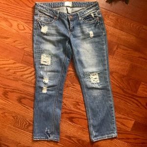Garage stitched and distressed crop jeans size 5
